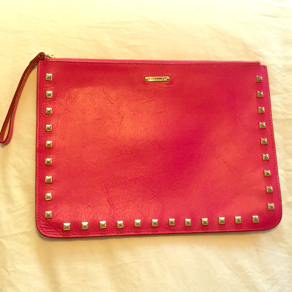 Rebecca Minkoff Hot Pink/ Charcoal Studded Clutch